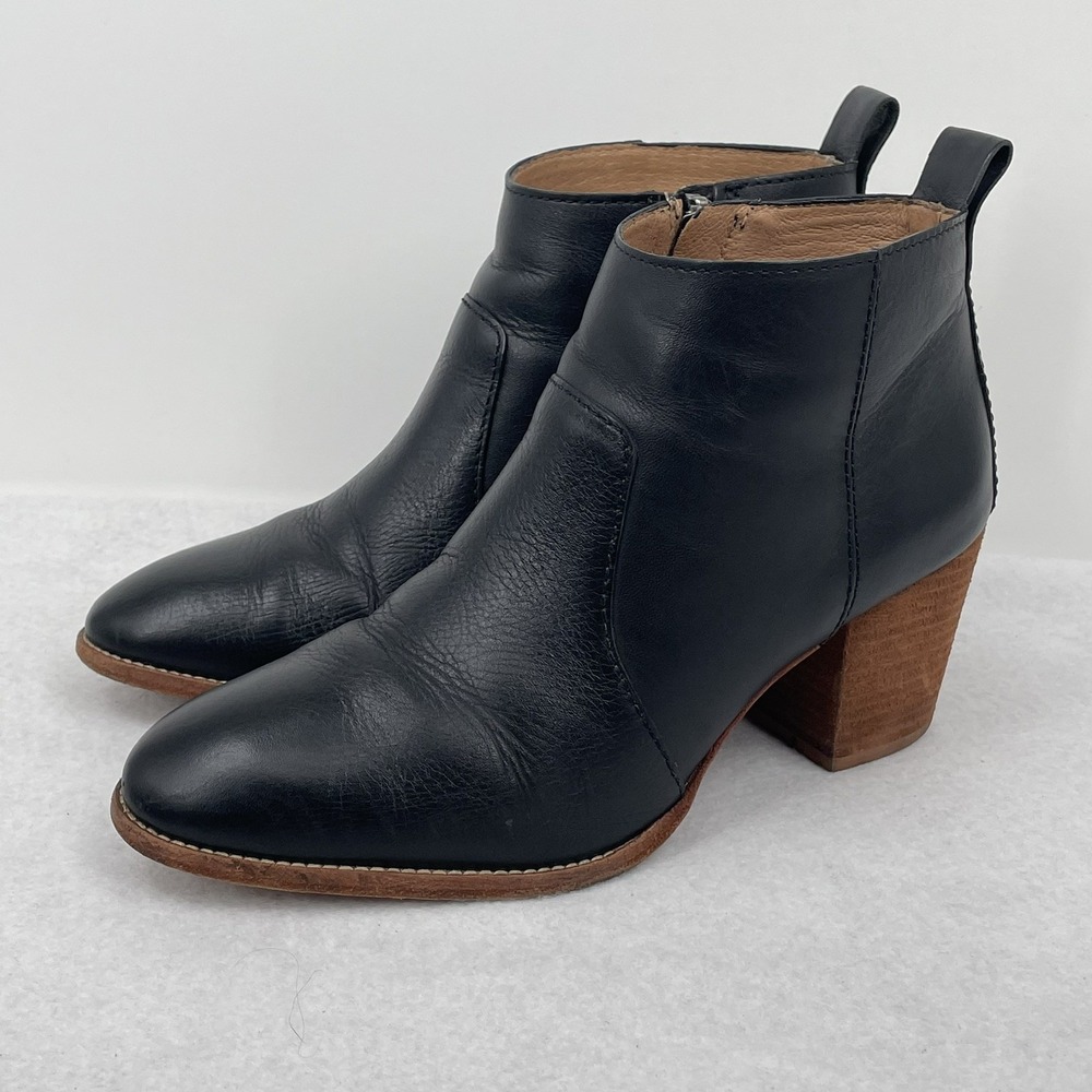 Madewell‎ $210 Brenner Boots in Black G8025 6.5 leather ankle Block Heel